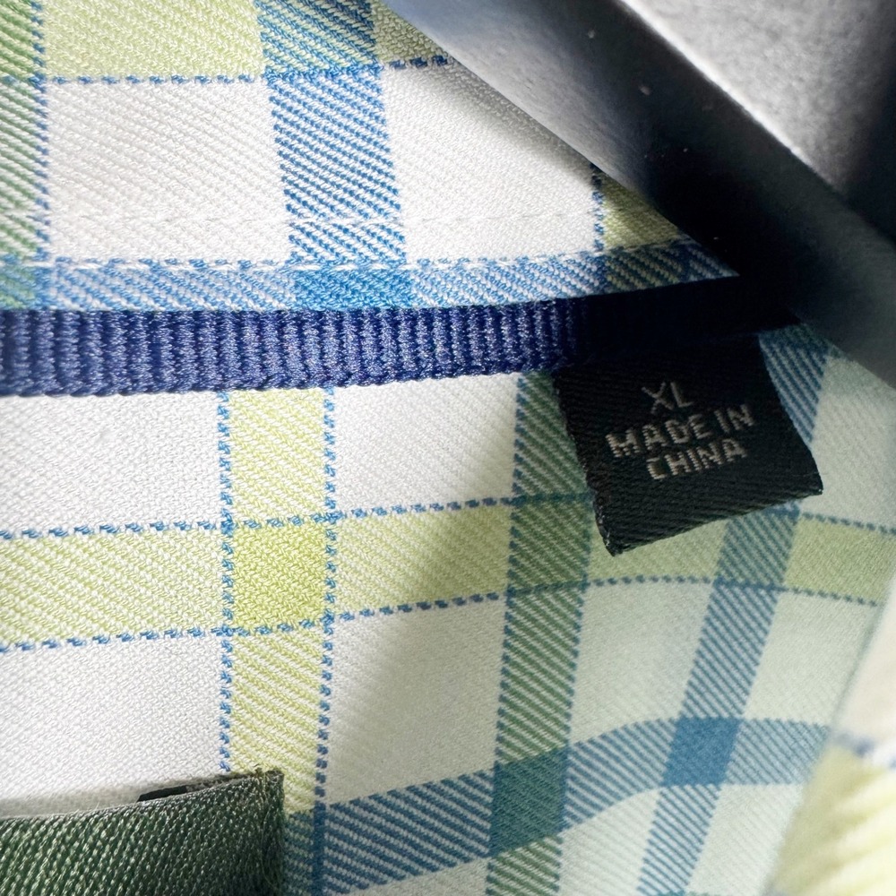 Orvis Mens XL Button Down Shirt Long Sleeve Plaid Blue Green White 100% Cotton - Picture 4 of 6